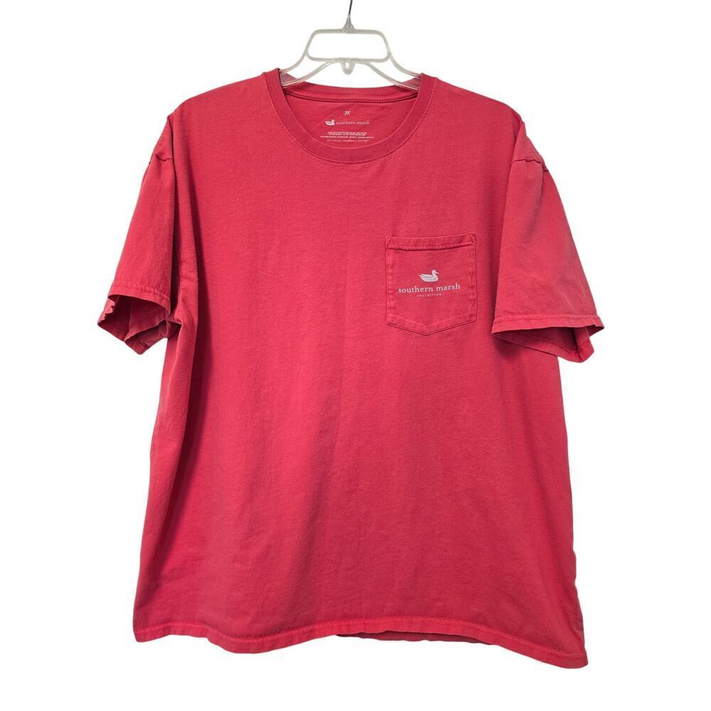 Southern Marsh Mens SS Fishing Reel  T Shirt Coral Fisherman